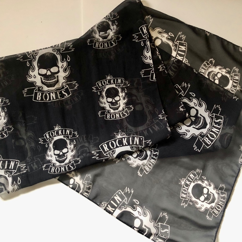 Sheer Scull Rockin Bones Long Scarf